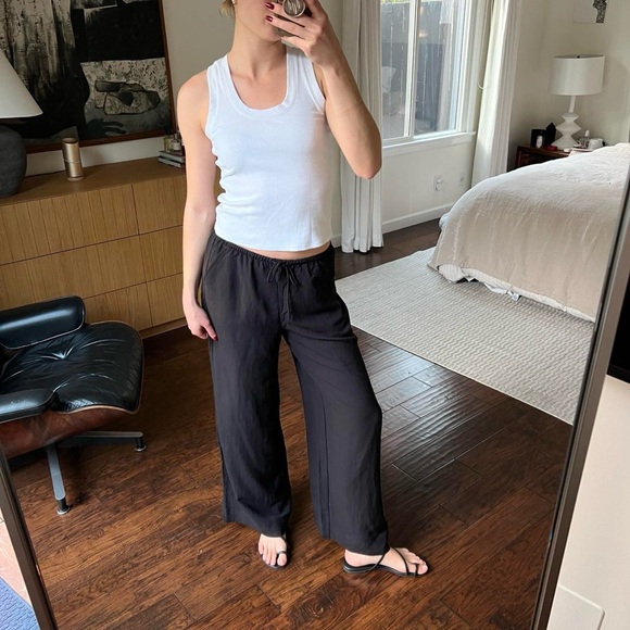 Z Supply Black Linen Drawstring Pants - Picture 2 of 3
